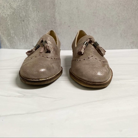 ARA Leather Pewter Shimmer Wingtip Loafers Size 8.5 - Picture 3 of 11